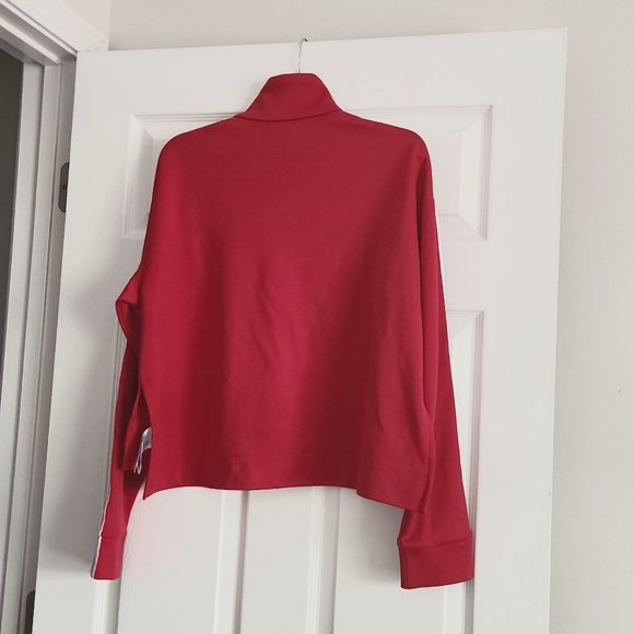 Adidas high collar, side split, hi-lo casual red track jacket size large - Picture 4 of 4
